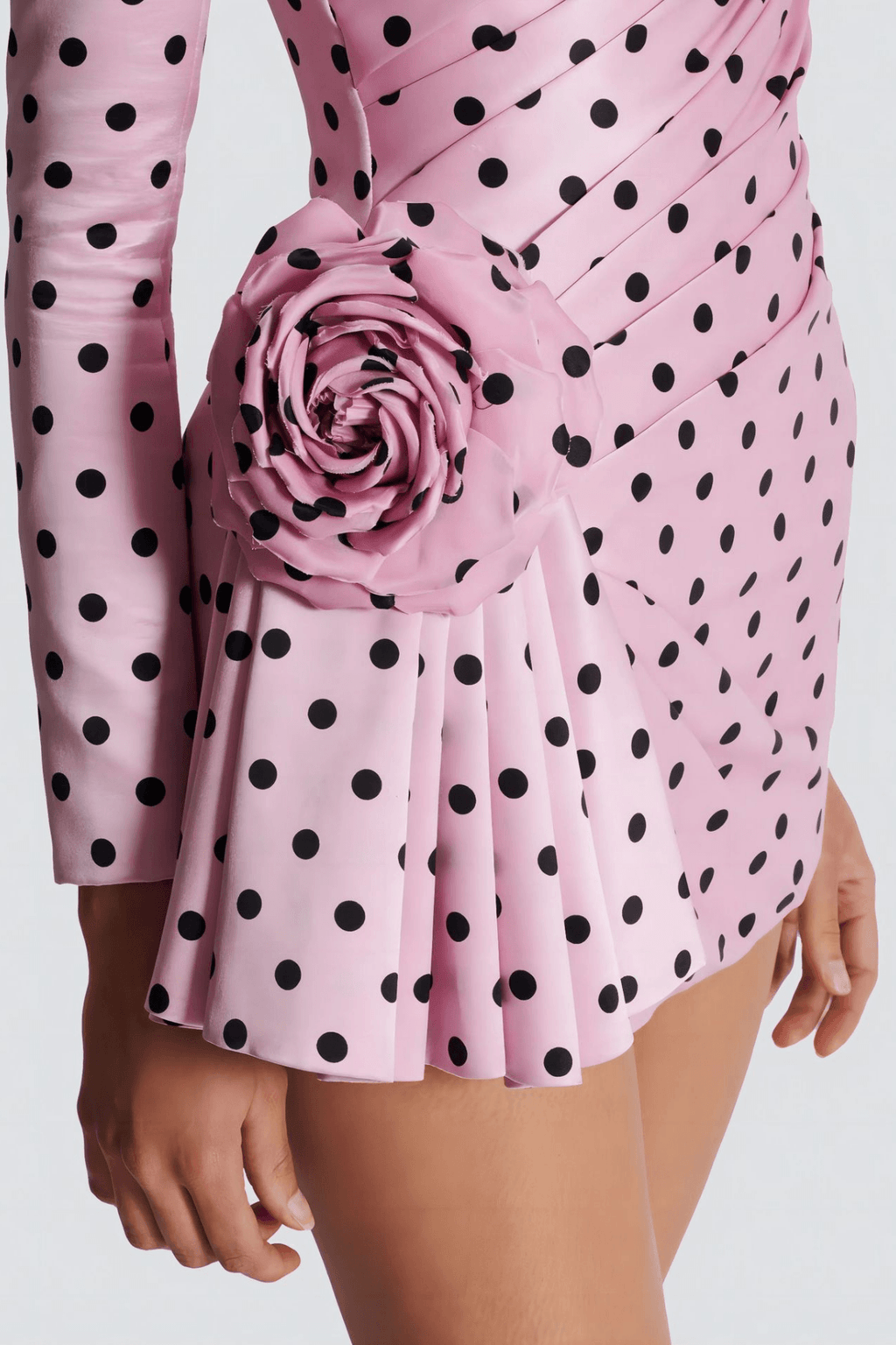 Kristin Pink Polka Dot Satin Mini Dress Avalabel
