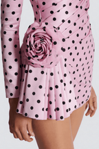 Kristin Pink Polka Dot Satin Mini Dress Avalabel