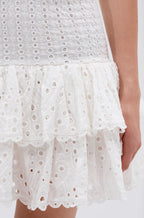 eyelet layered strapless mini dress in white Avalabel