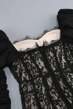 wendy square neck lace maxi dress in black Avalabel