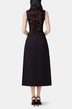 Asymmetric Collar Blazer Midi Dress in Black Avalabel