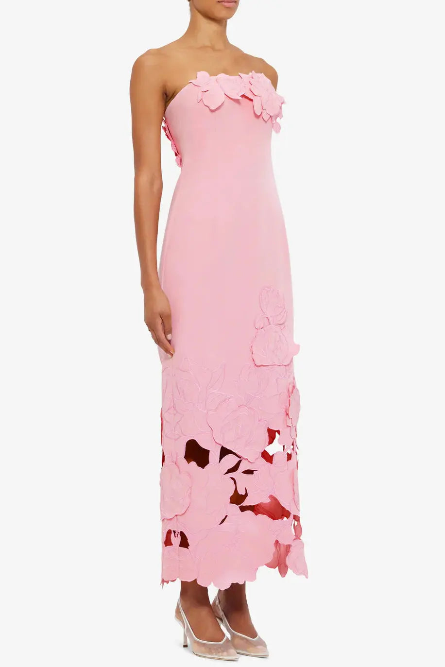 louise Appliqué Bustier Maxi Dress in pink Avalabel
