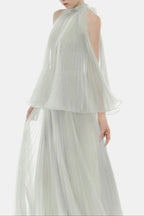 Belinda Mint Pleated Tulle Sleeveless Maxi Dress Avalabel