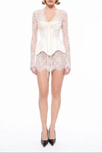 Ivory Lace & Satin Corset Mini Dress Avalabel