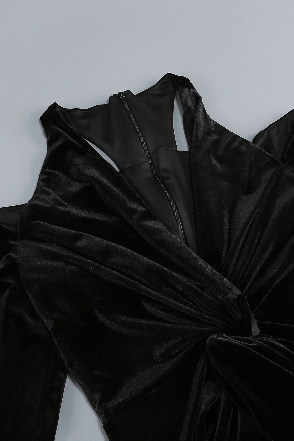 Jenny Black Velvet Cold Shoulder Deep V Maxi Dress Avalabel