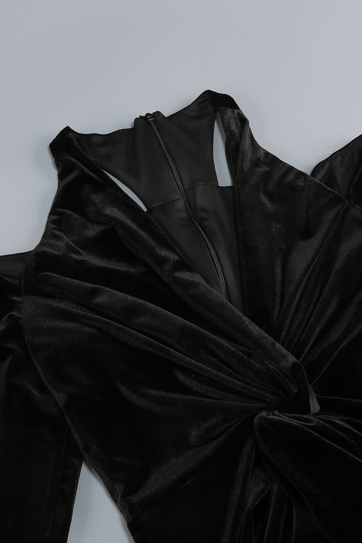 Jenny Black Velvet Cold Shoulder Deep V Maxi Dress Avalabel