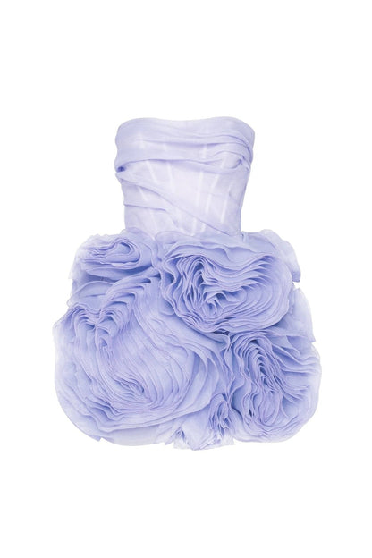 Georgia Appliquéd Organza Lavender Mini Dress