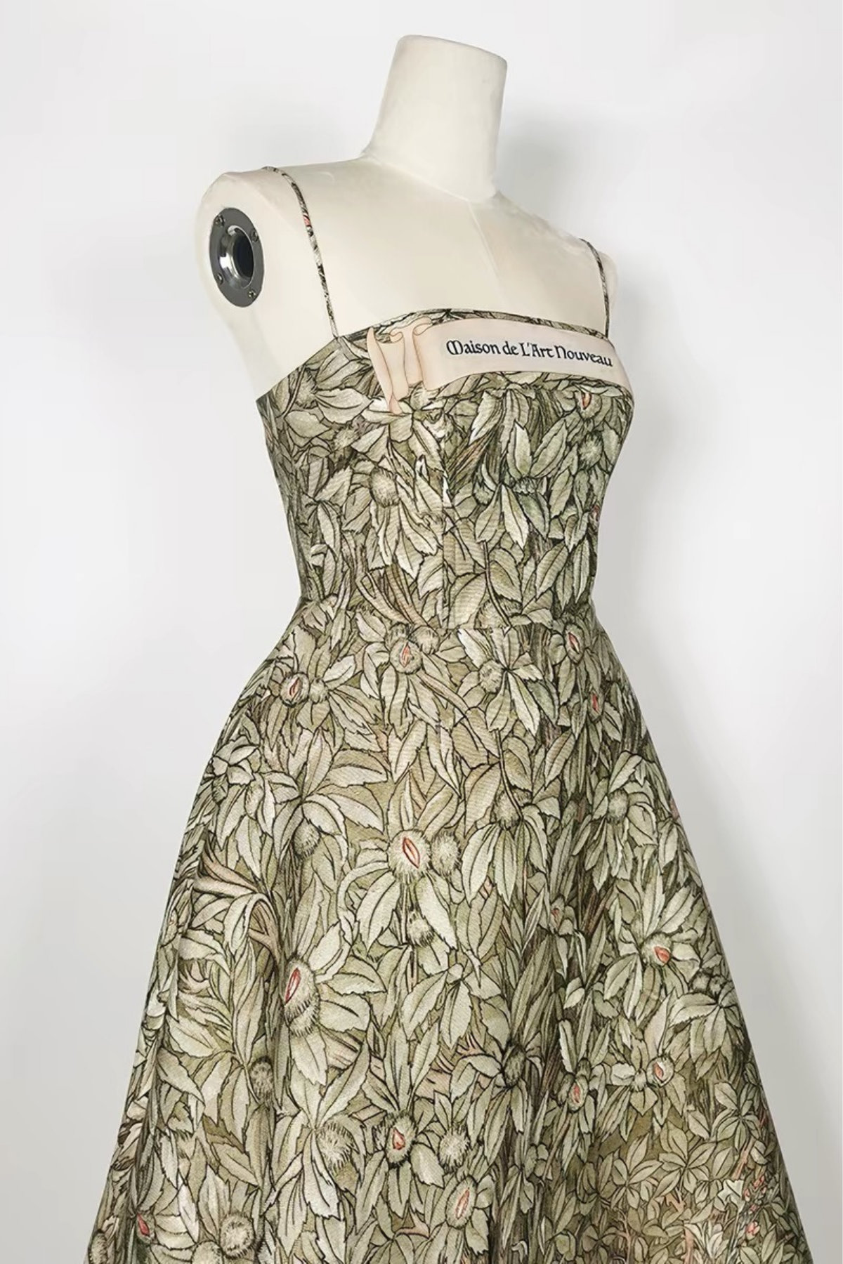 Elara Strapless Emerald Forest Print Midi Dress Avalabel