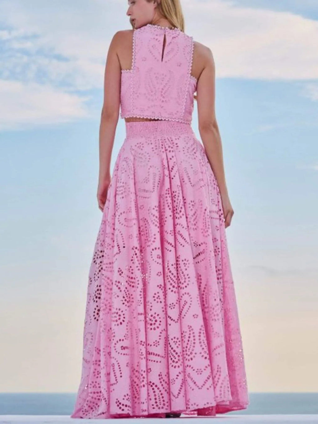 Eyelet Lace Top and Maxi Skirt Set Avalabel