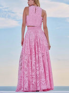 Eyelet Lace Top and Maxi Skirt Set Avalabel