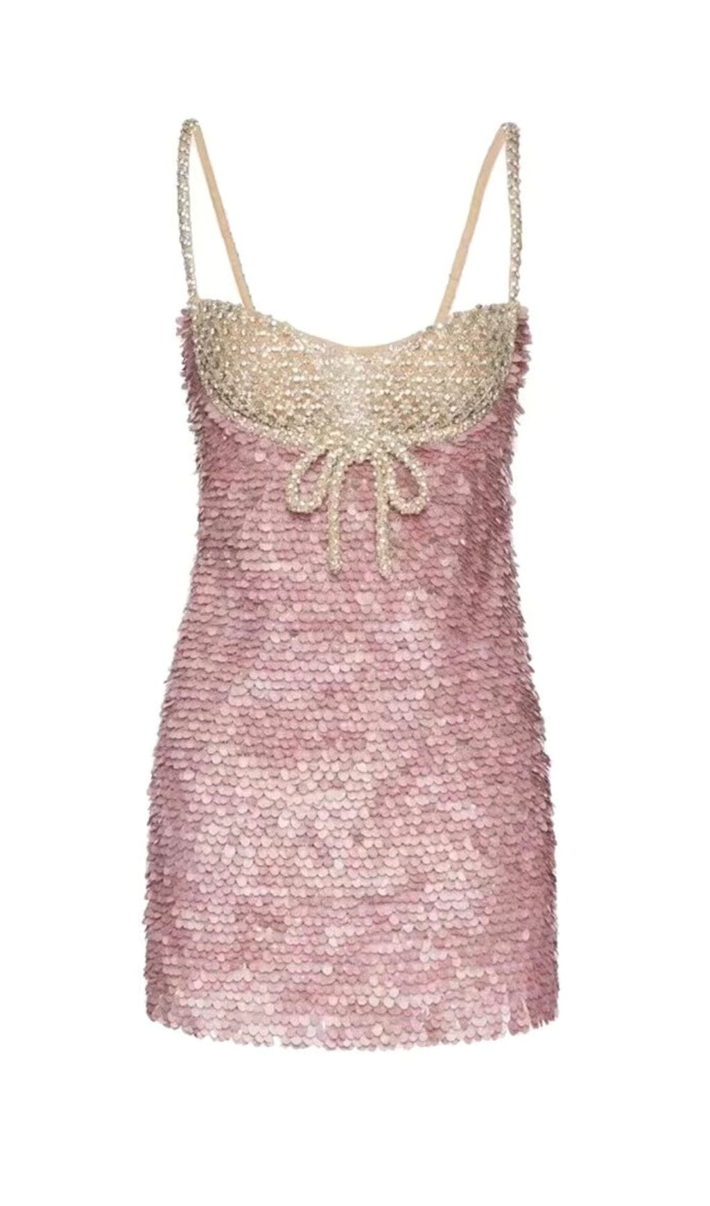 EMBELLISHED SEQUIN MINI DRESS IN PINK Avalabel