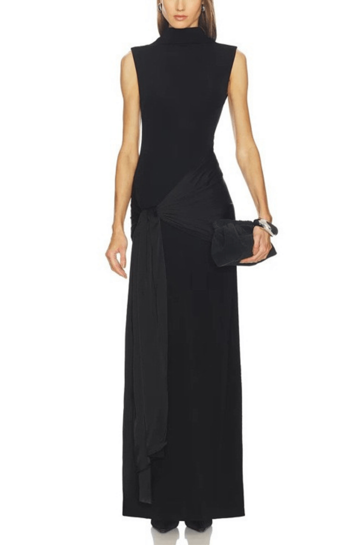 Dale Black Sleeveless Turtleneck Maxi Dress Avalabel