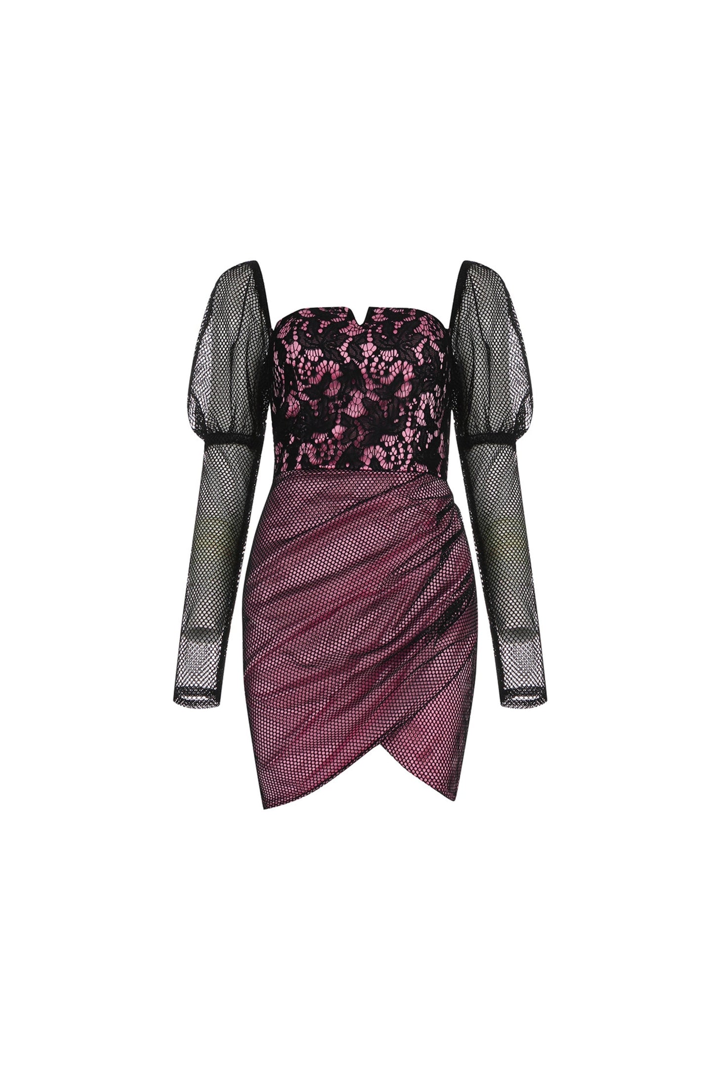 Embellished Mesh Mini Dress in Purple