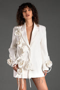 MUSTIDIS LONG SLEEVE LAPEL 3D FLOWER BLAZER Avalabel