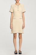 Simona Hollow Knit Mini Dress in Apricot Soraya