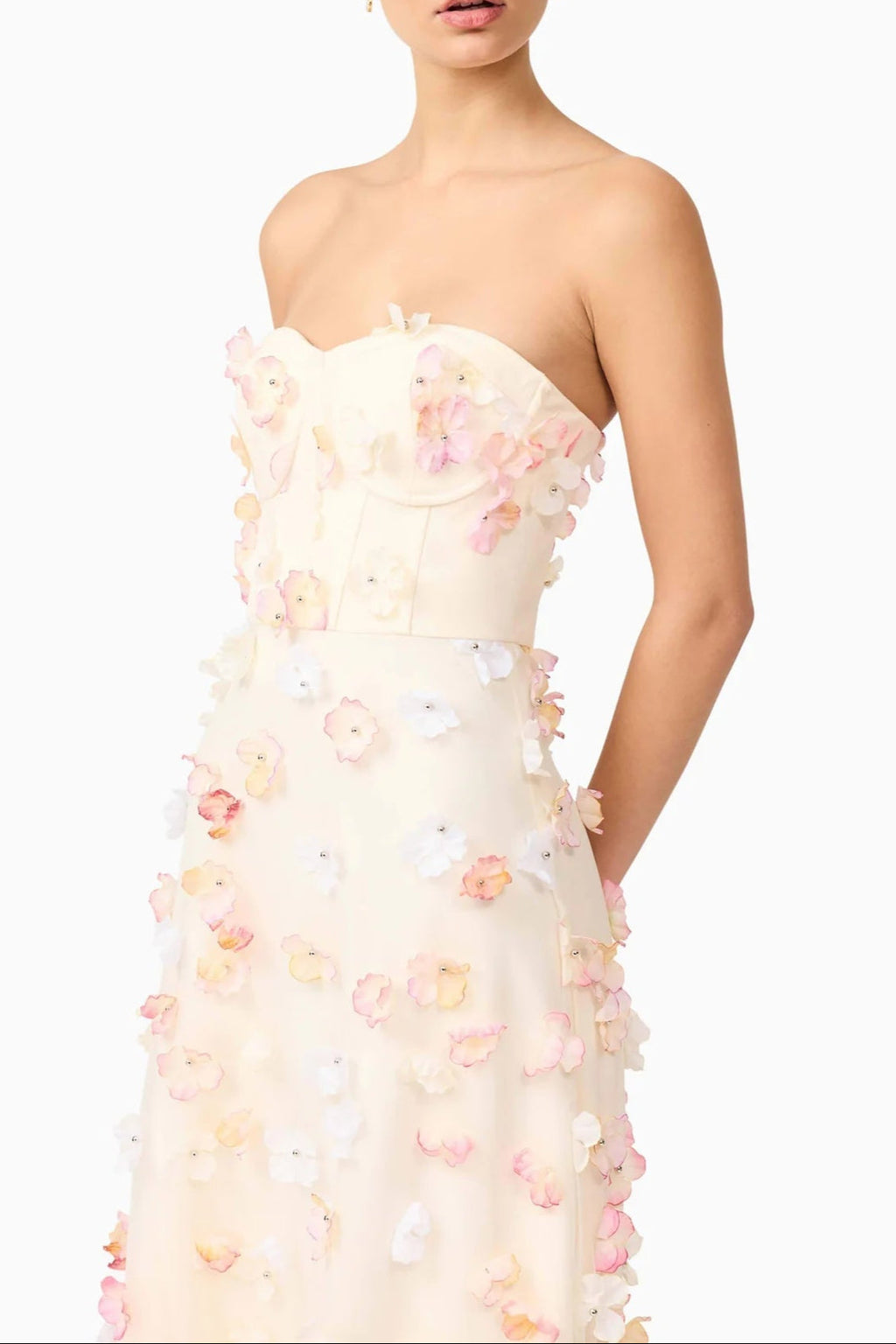 Off-Shoulder Embroidered Maxi Dress in Apricot Avalabel