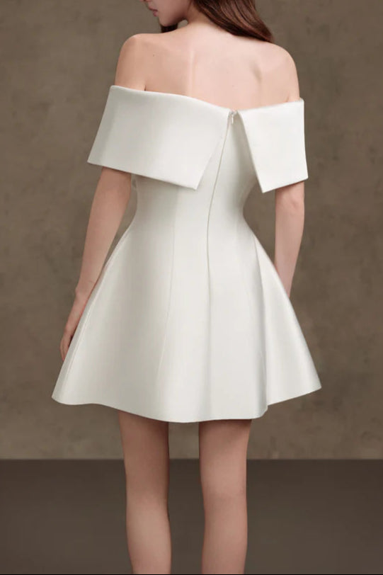 Brianna One-Shoulder Satin Mini Dress in Apricot Avalabel