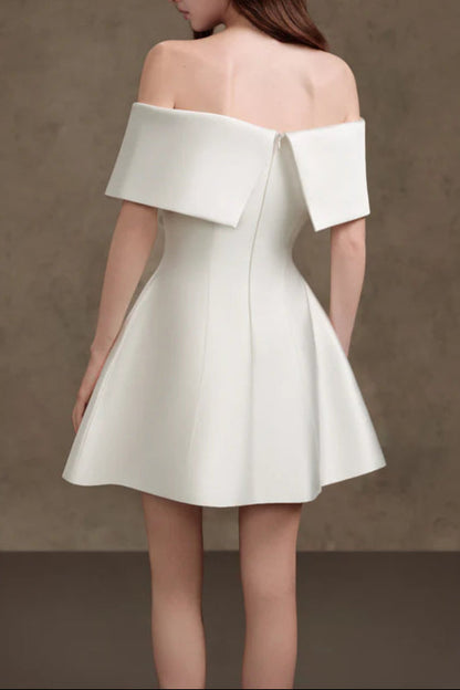Brianna One-Shoulder Satin Mini Dress in Apricot