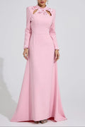 Shirley Light Pink Rhinestone Cutout Mermaid Maxi Dress Avalabel