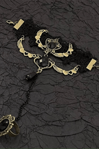 Gothic Lace Bracelet with Attached Ring Chain Avalabel