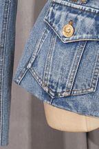 Cheri Washed Denim Deep V Belted Jacket Avalabel