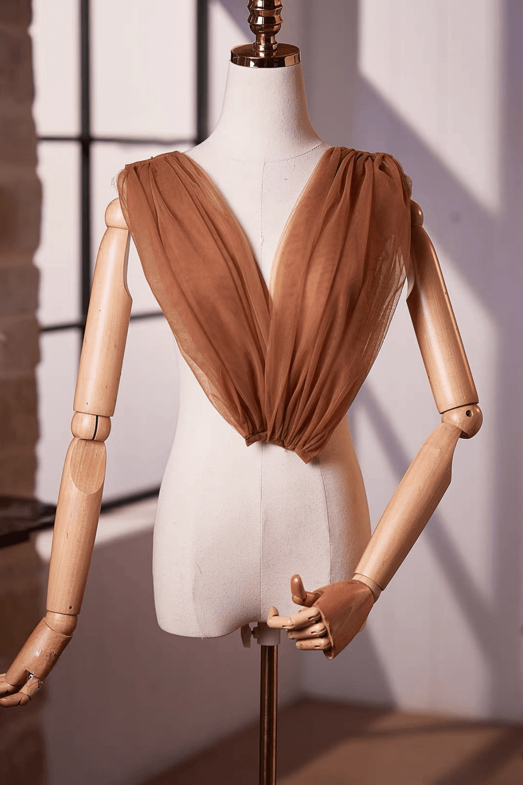 Brown Sheer Tulle Wrap Evening Shawl Avalabel