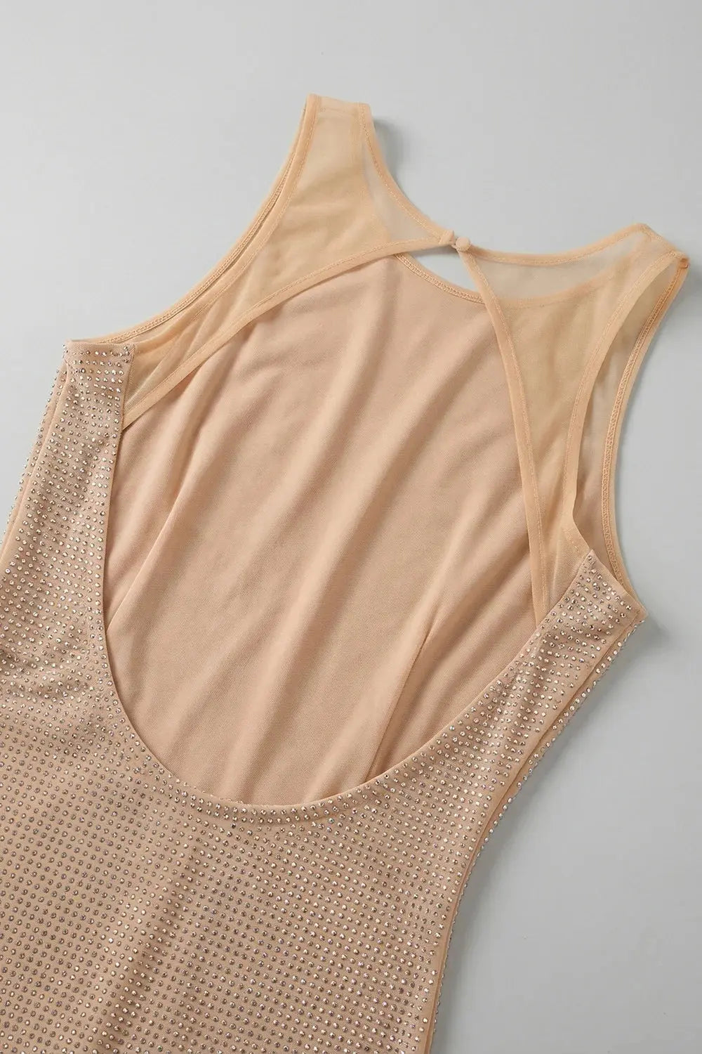 maud Square Crystal-embellished Mesh Mini Dress in apricot Avalabel