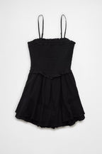 Ruffle Tiered Romper Mini Dress in Black Avalabel