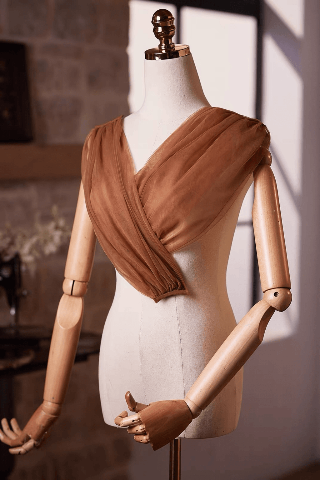 Brown Sheer Tulle Wrap Evening Shawl Avalabel