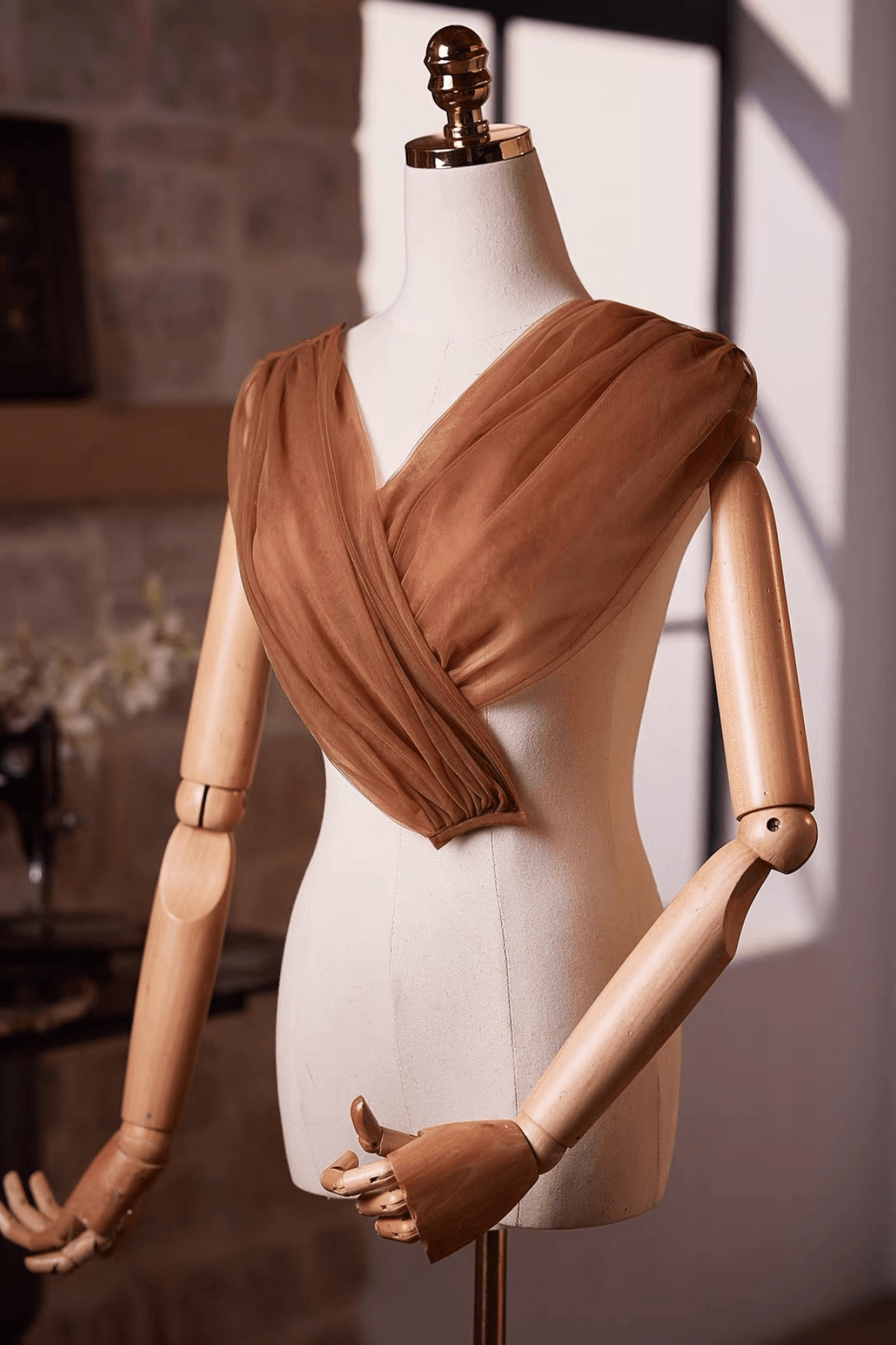 Brown Sheer Tulle Wrap Evening Shawl Avalabel
