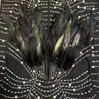 STRAPLESS FEATHER PEARL MINI DRESS IN BLACK Avalabel