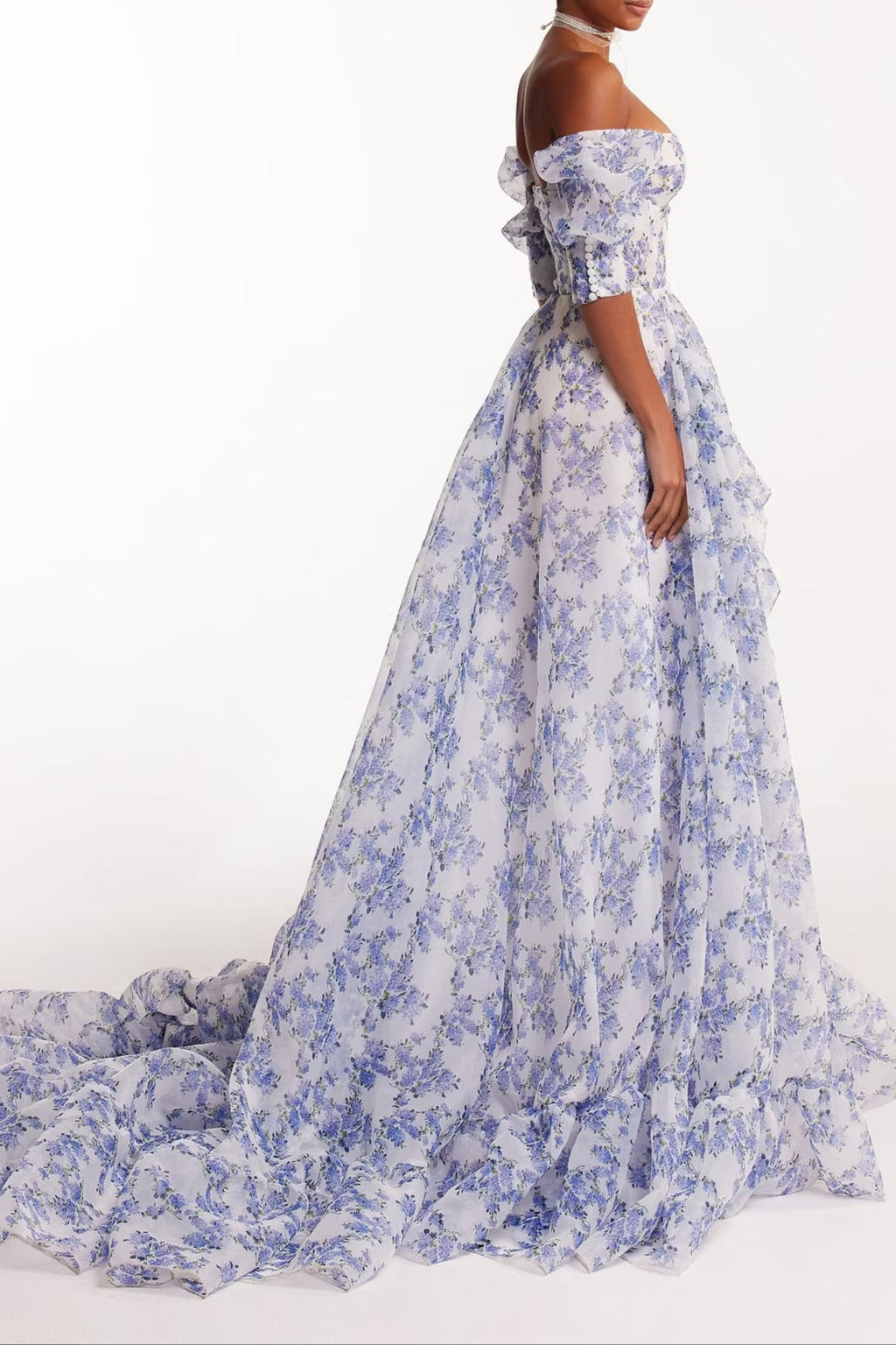 Blue Hydrangea maxi princess dress Avalabel