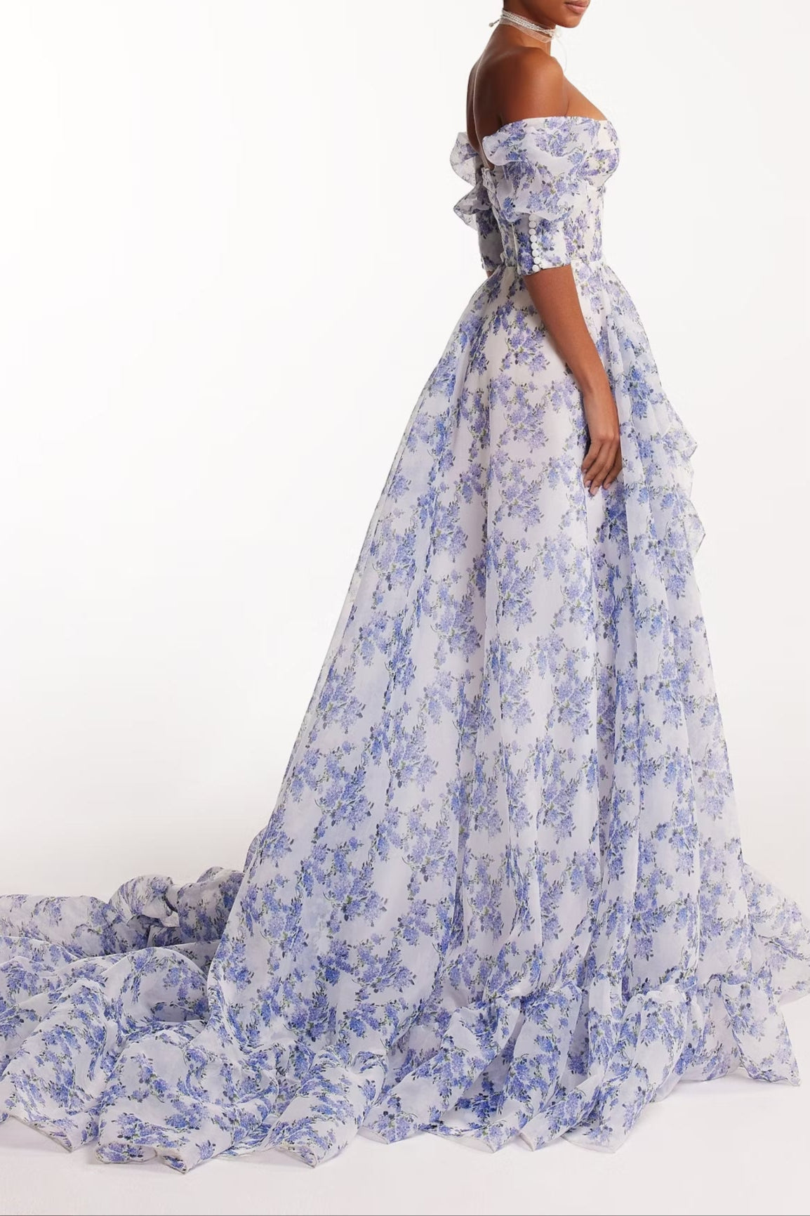 Blue Hydrangea maxi princess dress Avalabel