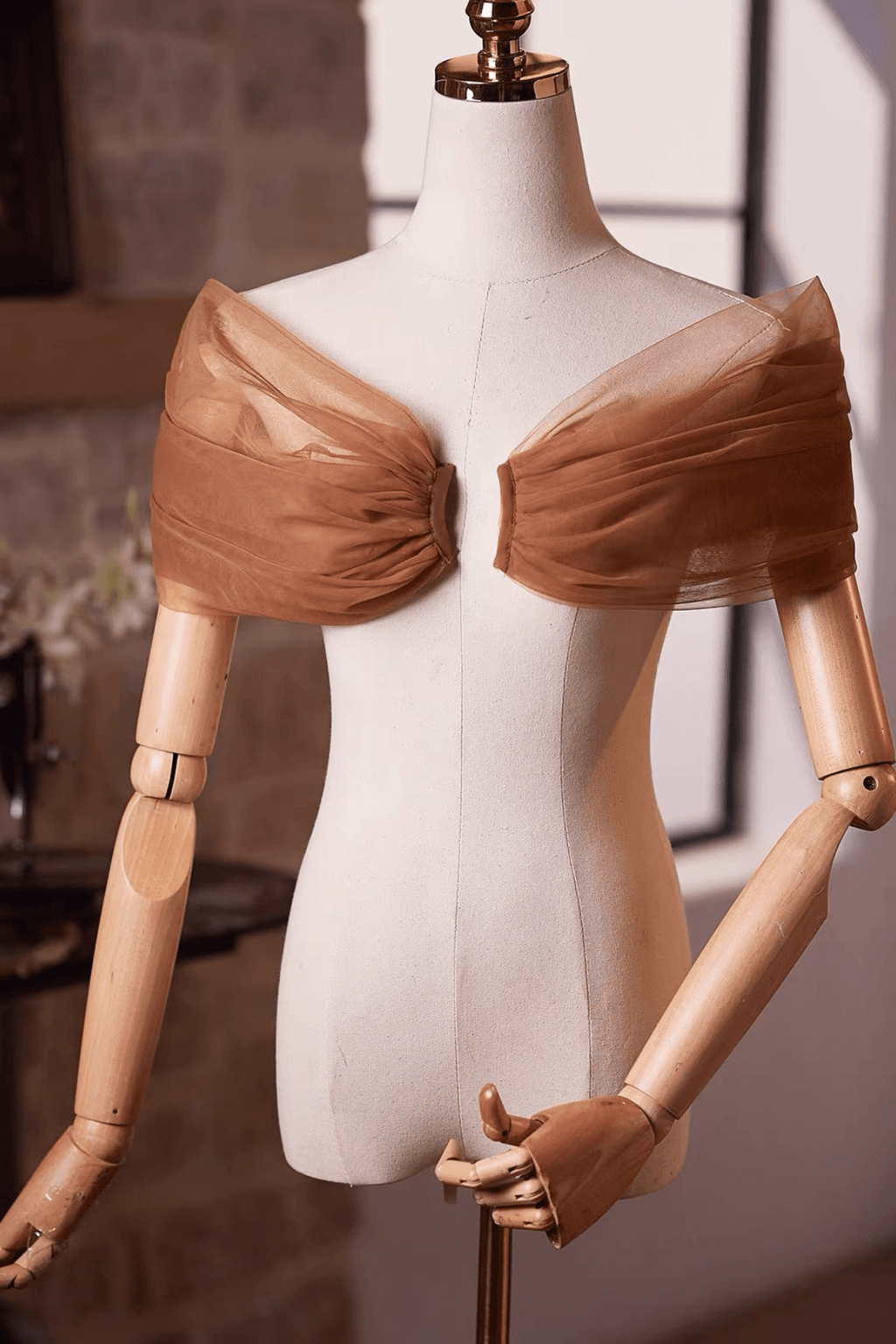 Brown Sheer Tulle Wrap Evening Shawl Avalabel