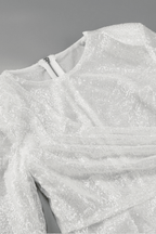 Jessie Sequin Feather Cuff Draped Mini Dress Avalabel