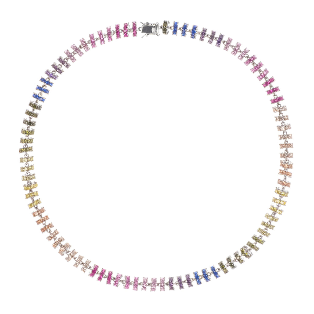Sandrine Multicolor Crystal Embellished Sterling Silver Necklace Avalabel