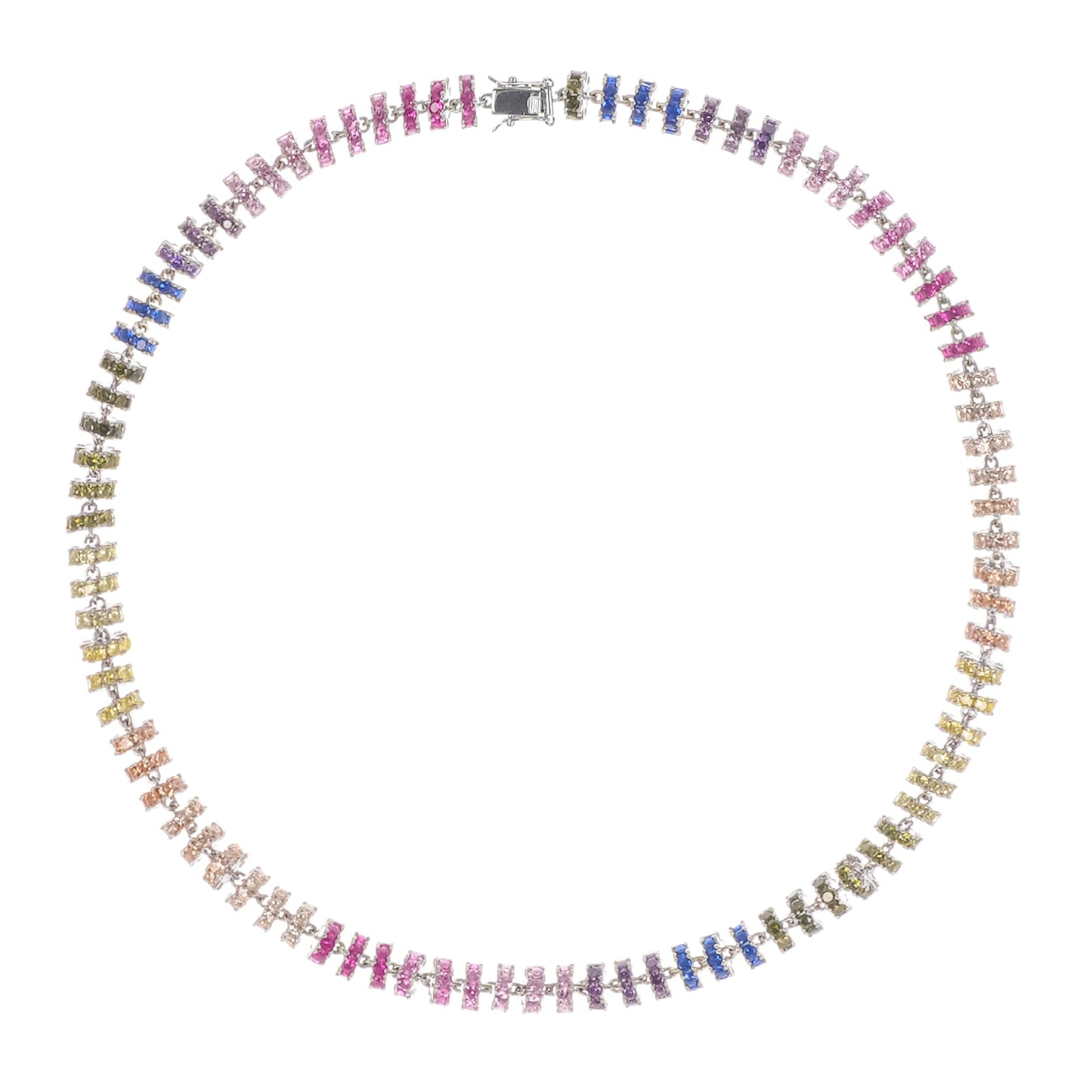 Sandrine Multicolor Crystal Embellished Sterling Silver Necklace Avalabel