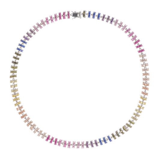 Sandrine Multicolor Crystal Embellished Sterling Silver Necklace