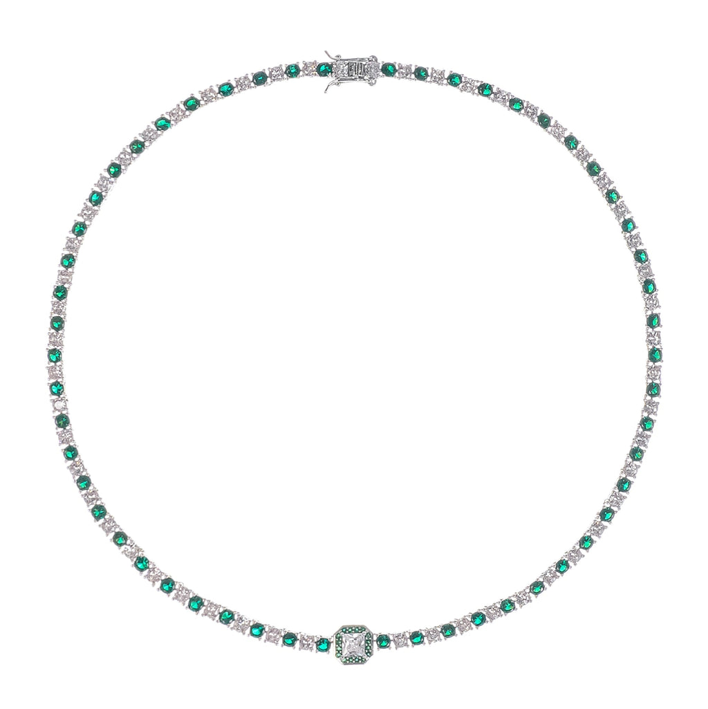 Héloïse Green Crystal Embellished Necklace Avalabel