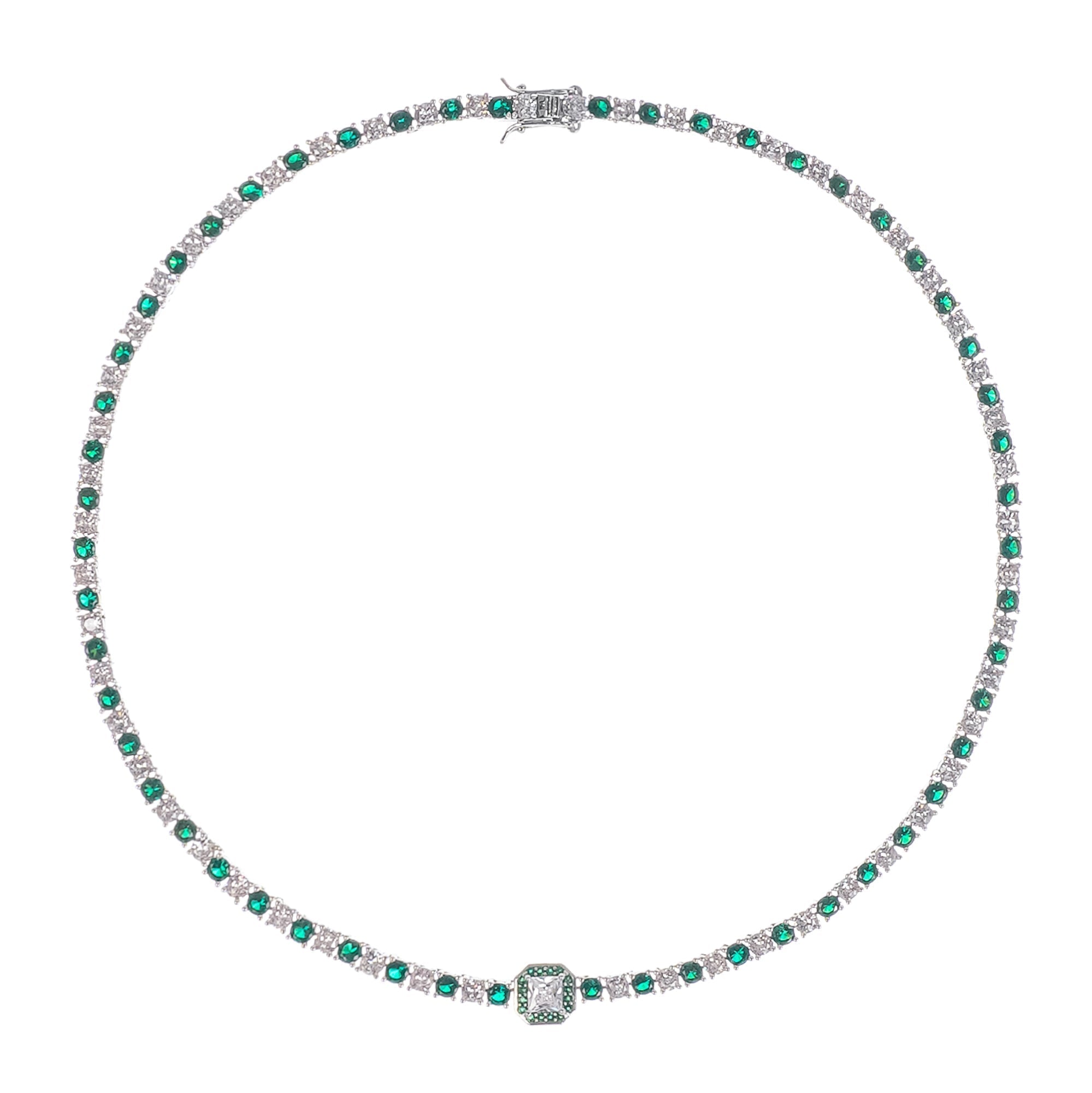 Héloïse Green Crystal Embellished Necklace Avalabel