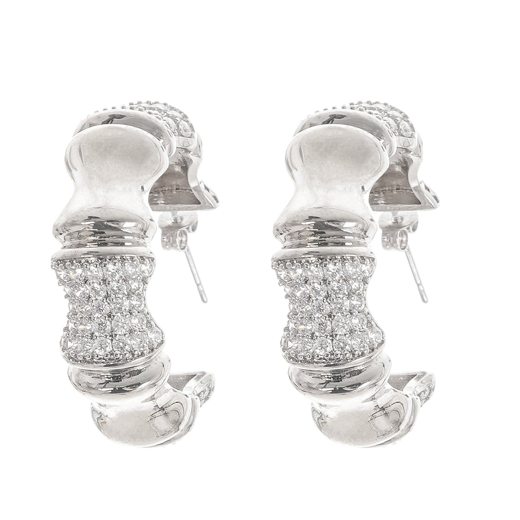 Léa Silver Tone Crystal Embellished Earrings Avalabel