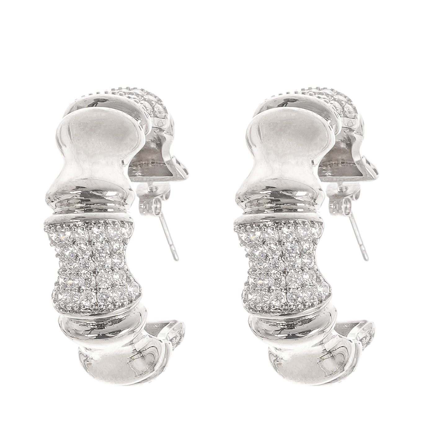 Léa Silver Tone Crystal Embellished Earrings Avalabel