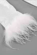 Jessie Sequin Feather Cuff Draped Mini Dress Avalabel