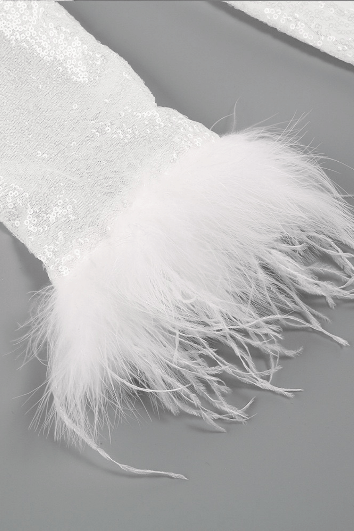 Jessie Sequin Feather Cuff Draped Mini Dress Avalabel