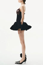 evangeline sequin embellished mini dress in black Avalabel