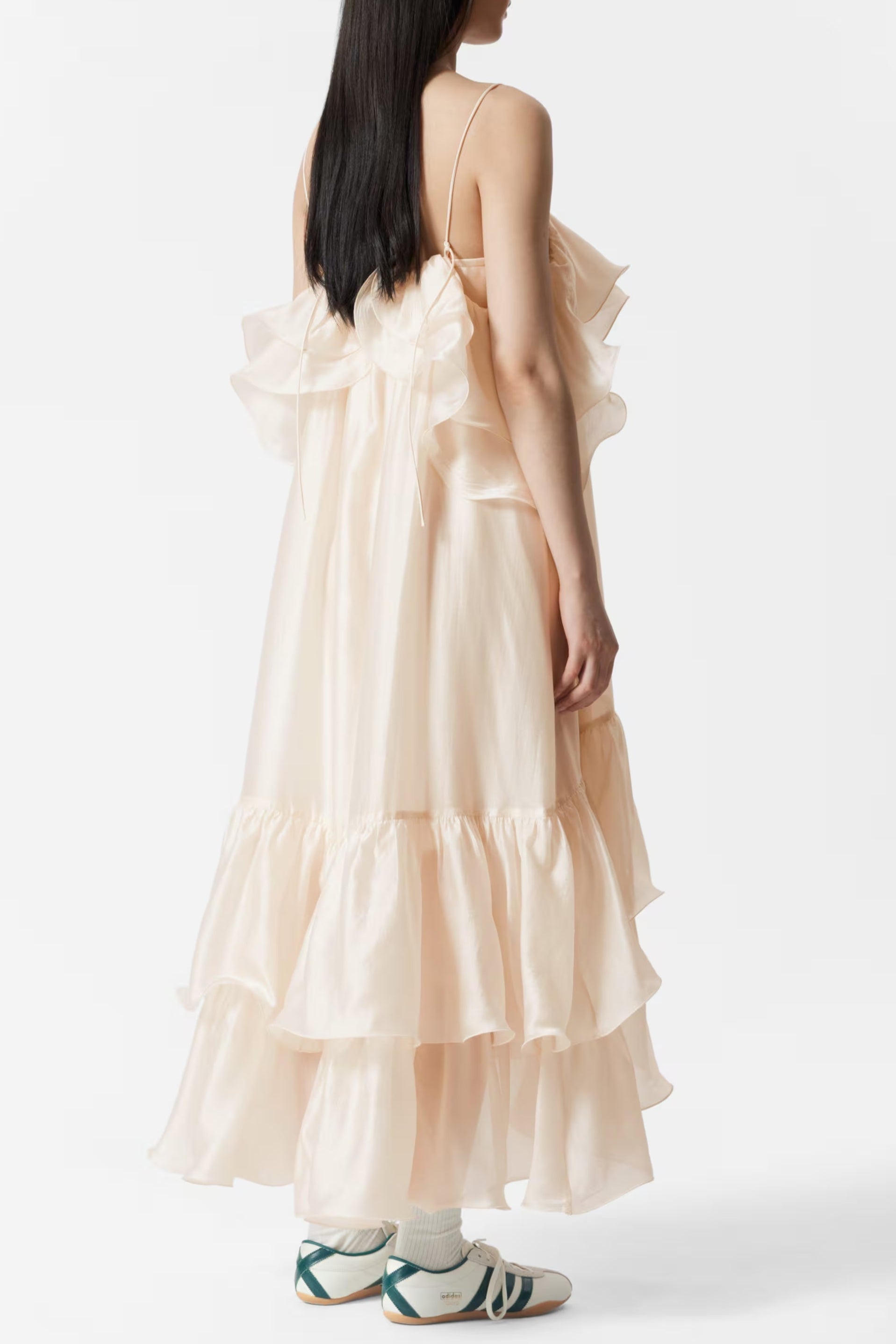 Hedwig Off-Shoulder Floral Printed Ruffle Maxi Dress in Beige Avalabel