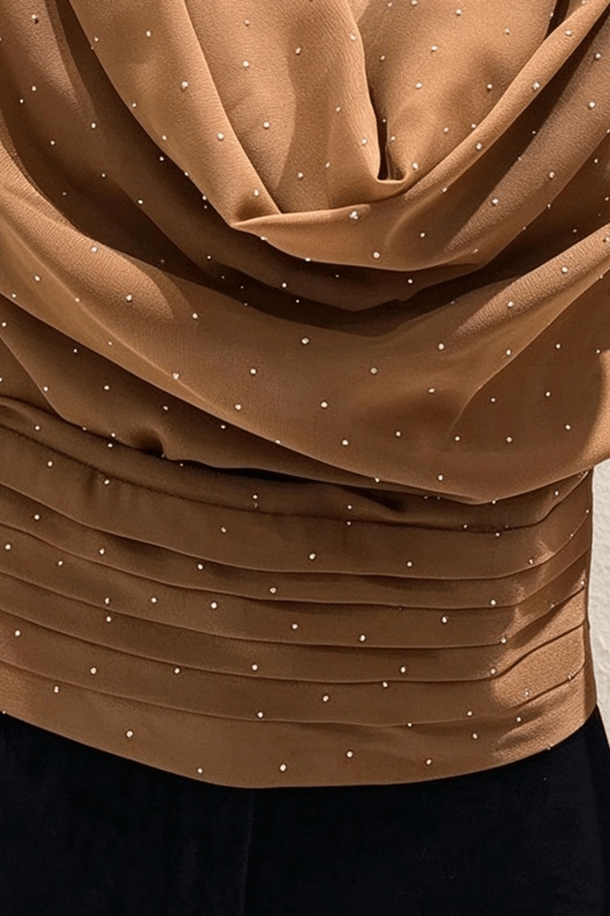 Karin Brown Sparkle Draped Neck Blouse Avalabel
