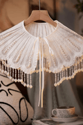 White Lace Pearl Tassel Cape Shawl Avalabel