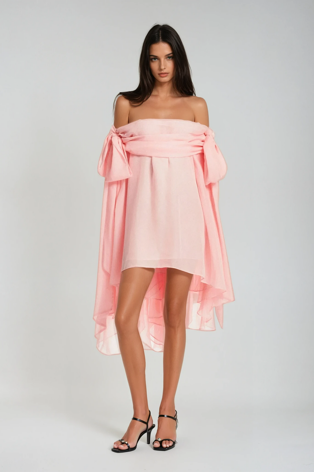 Pink Off Shoulder Mini Dress & Shorts Set Avalabel