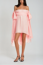Pink Off Shoulder Mini Dress & Shorts Set Avalabel